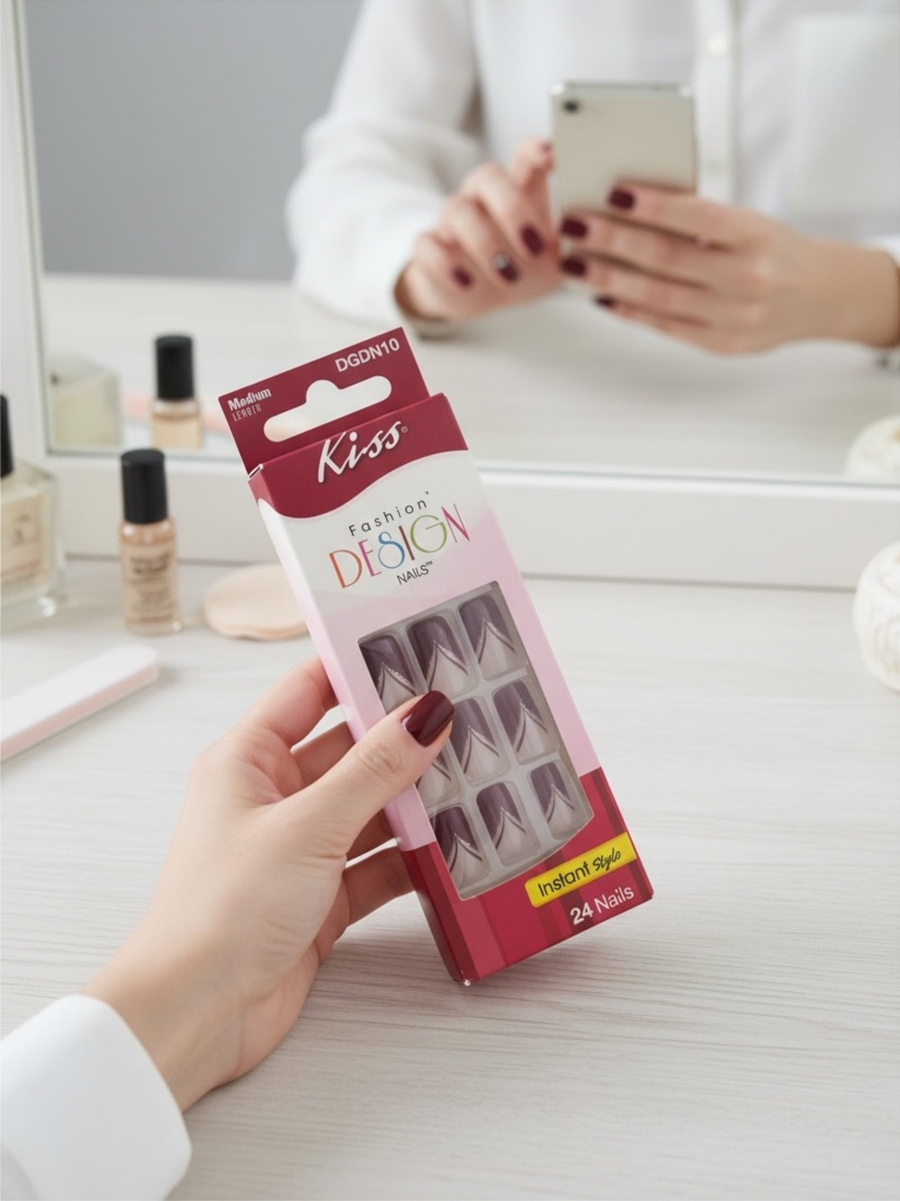 KISS Fashion Design Nails | New in Box • Medium Length • 24‑Piece Set